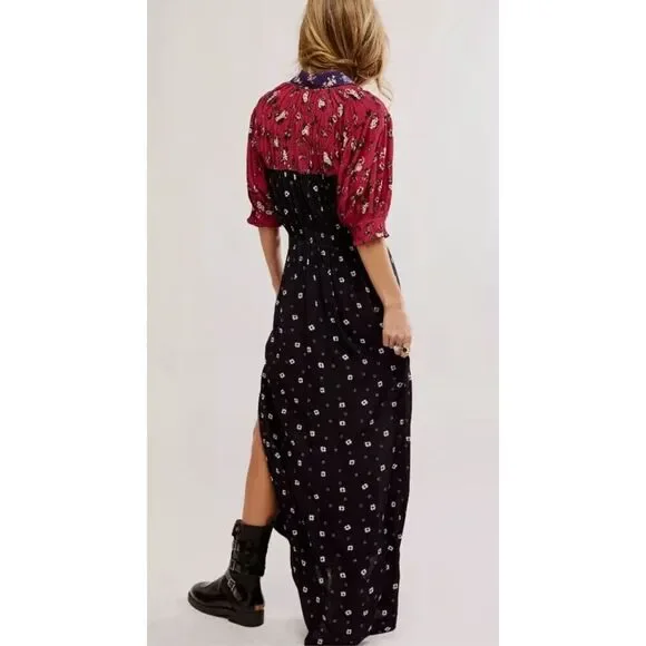 knee length dresses for ladies Nora Floral Terri Button Down Midi Dress Multi-Green / L by Sugarlips main image 0
